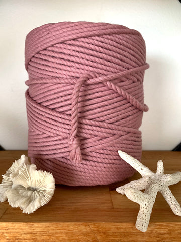 1kg 5mm 100% Pure Deluxe Macrame Cotton 3ply Rope - Rose