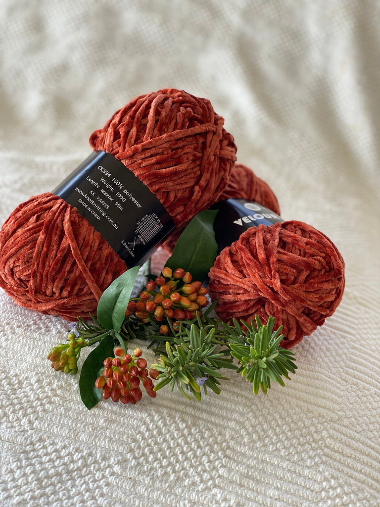 Velour Yarn - Rust - PACK OF 10