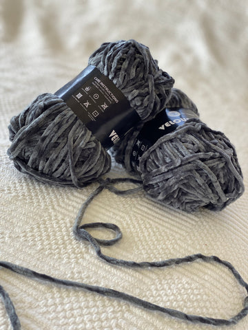 Velour Yarn - Dark Grey - PACK OF 10
