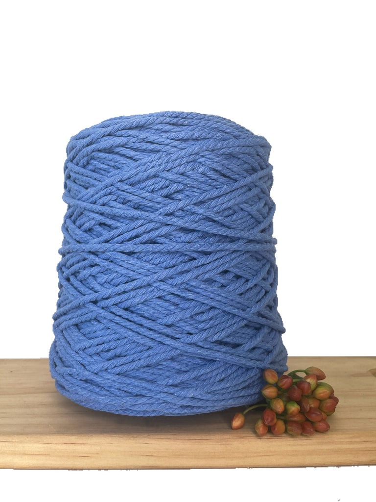 Coloured 3 ply Macrame Cotton Rope - 3mm - Santorini Blue