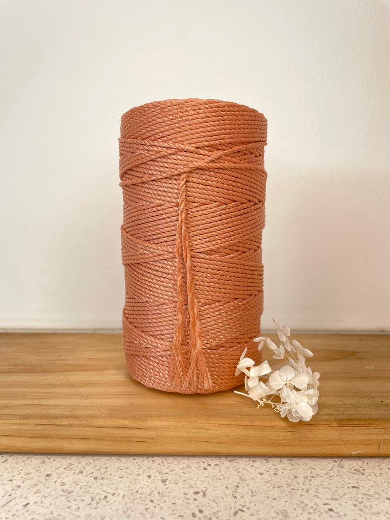 Metallic 1.5mm 3ply Rope - 500g - Coral