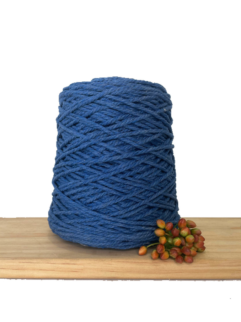 Coloured 3 ply Macrame Cotton Rope - 3mm - Denim