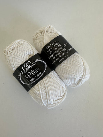 KK Bliss Cotton 8 ply Yarn - White (15)