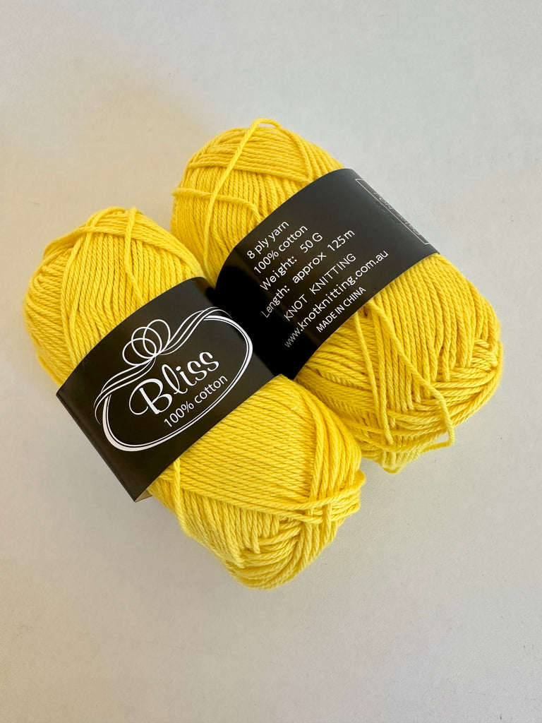 KK Bliss Cotton 8 ply Yarn - Yellow (13)