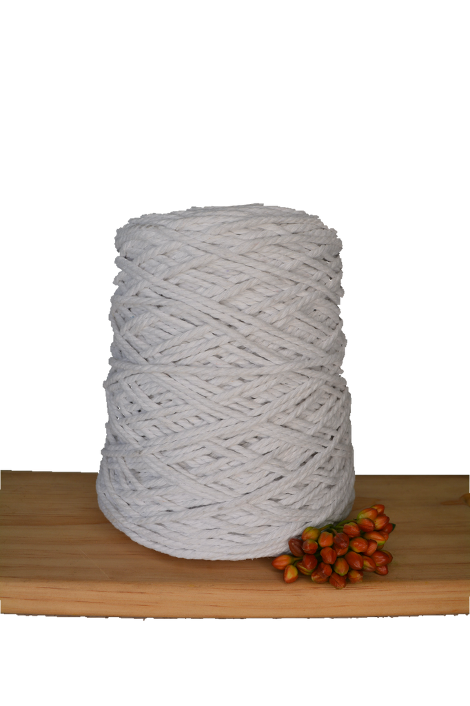 Coloured 3 ply Macrame Cotton Rope - 3mm - White