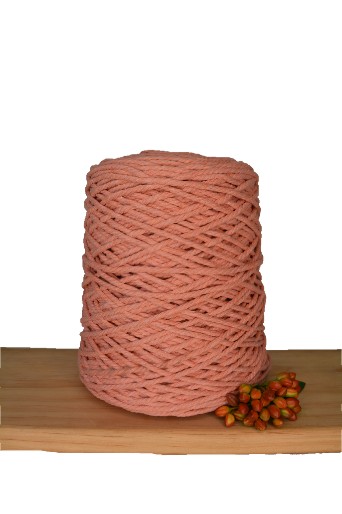 Coloured 3 ply Macrame Cotton Rope - 3mm - Antique Peach