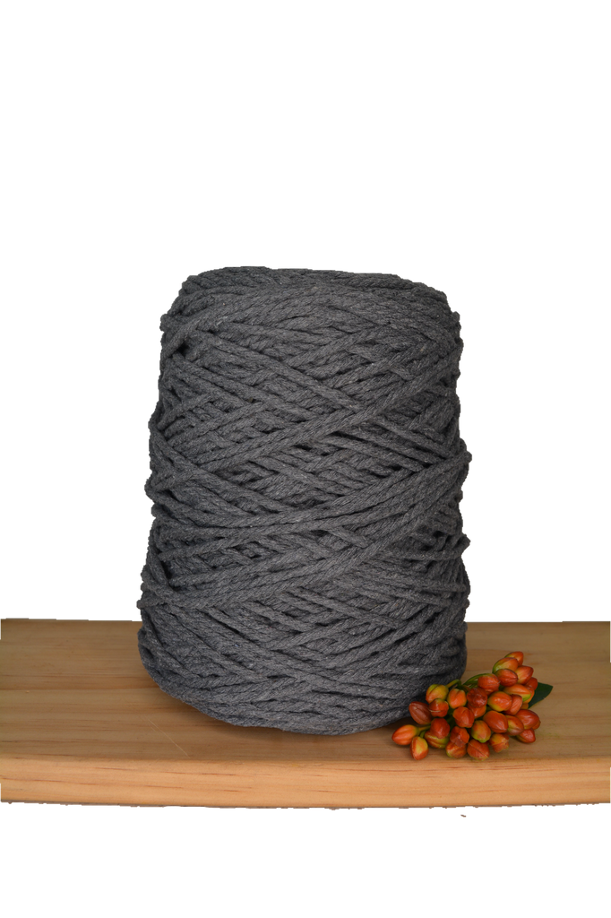 Coloured 3 ply Macrame Cotton Rope - 3mm - Dark Grey