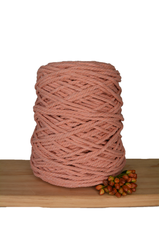 1kg Coloured 3 ply Recycled Macrame Cotton Rope - 4mm - Antique Peach