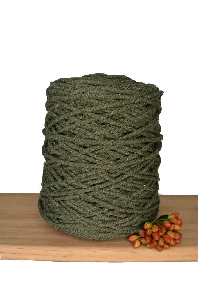 1kg Coloured 3 ply Recycled Macrame Cotton Rope - 4mm - Khaki