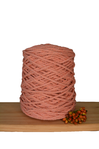 Coloured 3 ply Recycled Macrame Cotton Rope - 5mm - Antique Peach