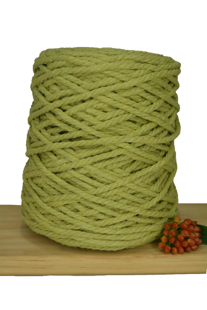 Coloured 3 ply Recycled Macrame Cotton Rope - 5mm - Avocado