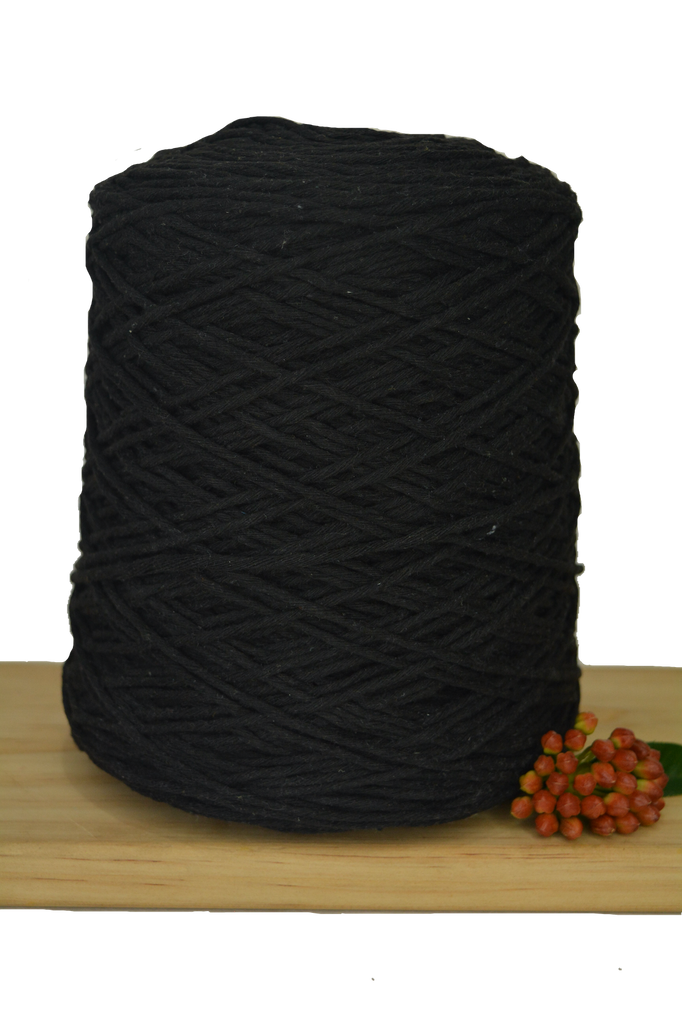 Coloured 1ply Cotton Warping Macrame Crochet String - 1.5mm - Black