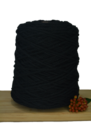 Coloured 3 ply Macrame Cotton Rope - 3mm - Black