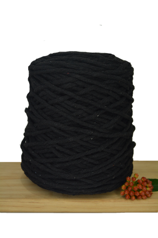 1kg Coloured 1ply Recycled Cotton String - 5mm - Black