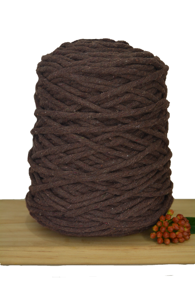 1kg Coloured 1ply Recycled Cotton String - 5mm - Chocolate