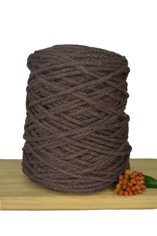 Coloured 3 ply Recycled Macrame Cotton Rope - 5mm - Chocolate