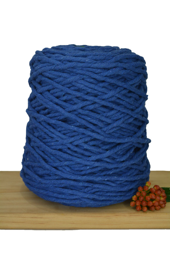1kg Coloured 1ply Recycled Cotton String - 5mm - Cobalt Blue
