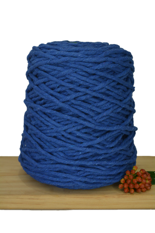 1kg Coloured 1ply Recycled Cotton String - 5mm - Cobalt Blue