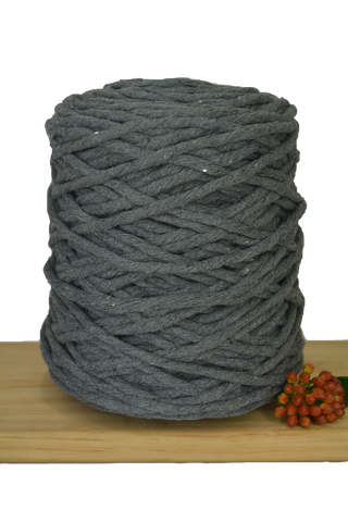 1kg Coloured 1ply Recycled Cotton String - 5mm - Dark Grey