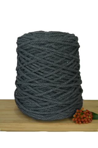 Coloured 3 ply Recycled Macrame Cotton Rope - 5mm - Dark Grey