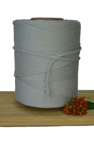 1kg 5mm 100% Pure Deluxe Macrame Cotton 1ply String - Silver Cloud