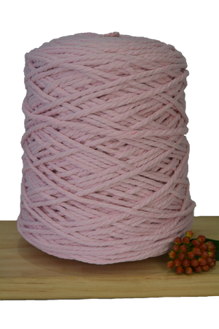 Coloured 3 ply Macrame Cotton Rope - 3mm - Dusty Pink