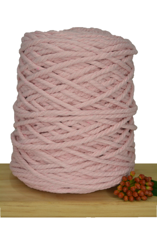 Coloured 3ply Recycled Macrame Cotton Rope - 5mm - Dusty Pink