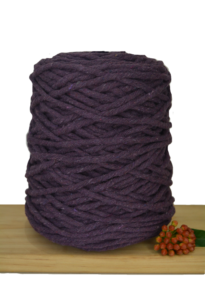 1kg Coloured 1ply Recycled Cotton String - 5mm - Eggplant