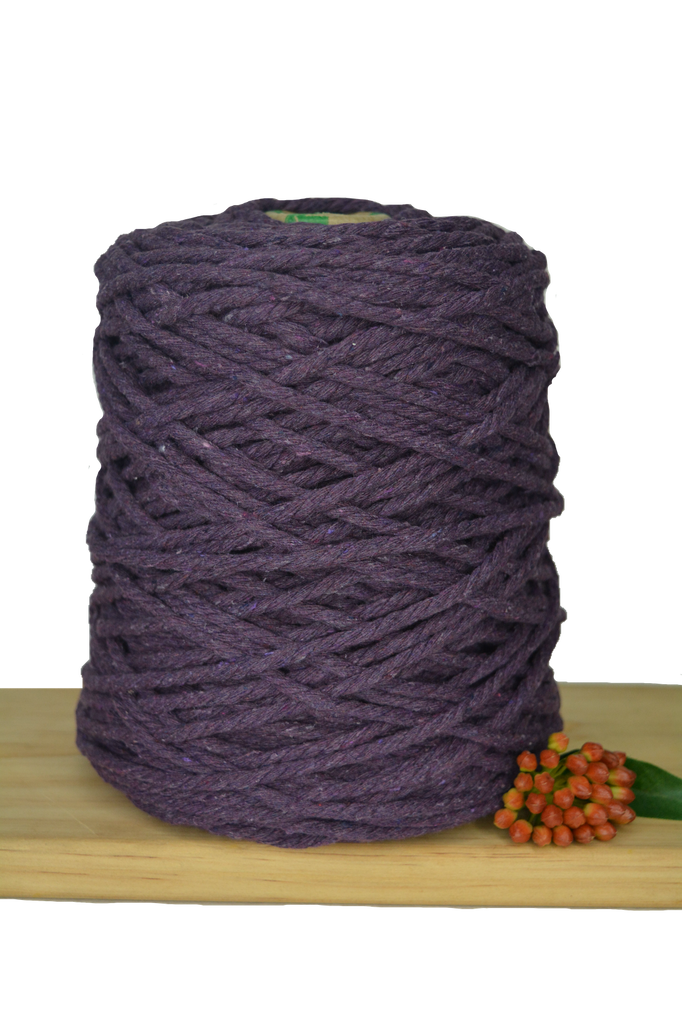 Coloured 3 ply Recycled Macrame Cotton Rope - 5mm - Eggplant