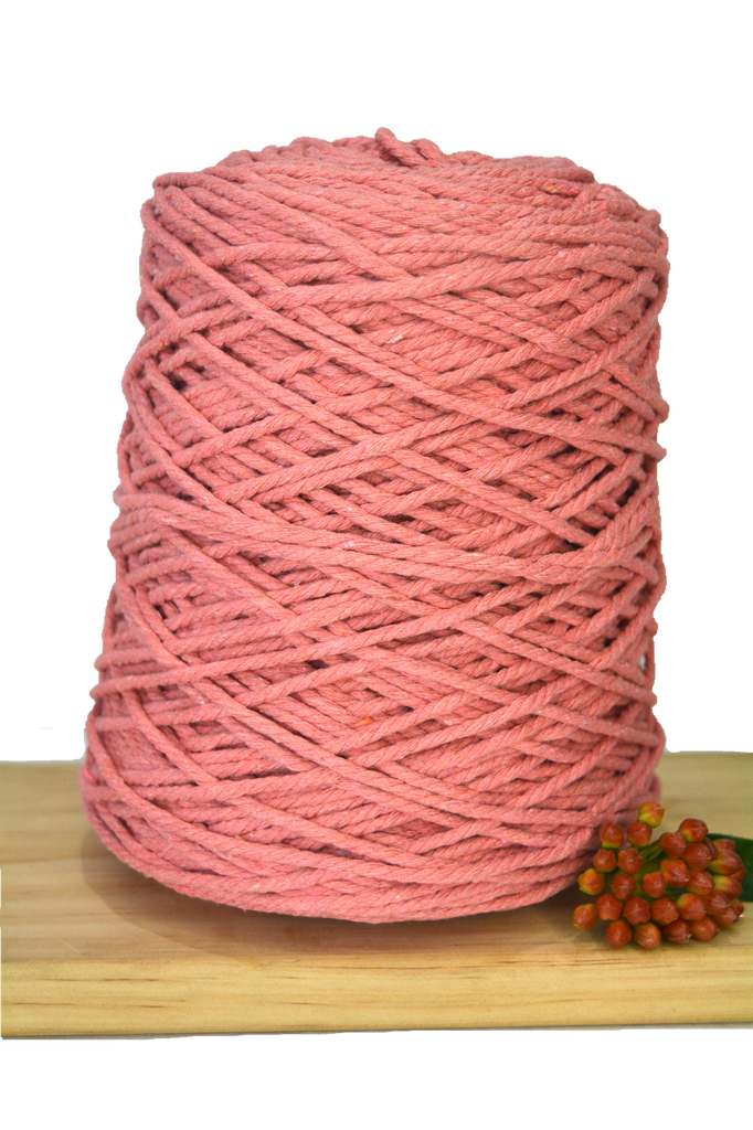 Coloured 3 ply Macrame Cotton Rope - 3mm - Guava