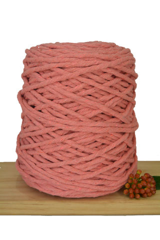 1kg Coloured 1ply Recycled Cotton String - 5mm - Guava