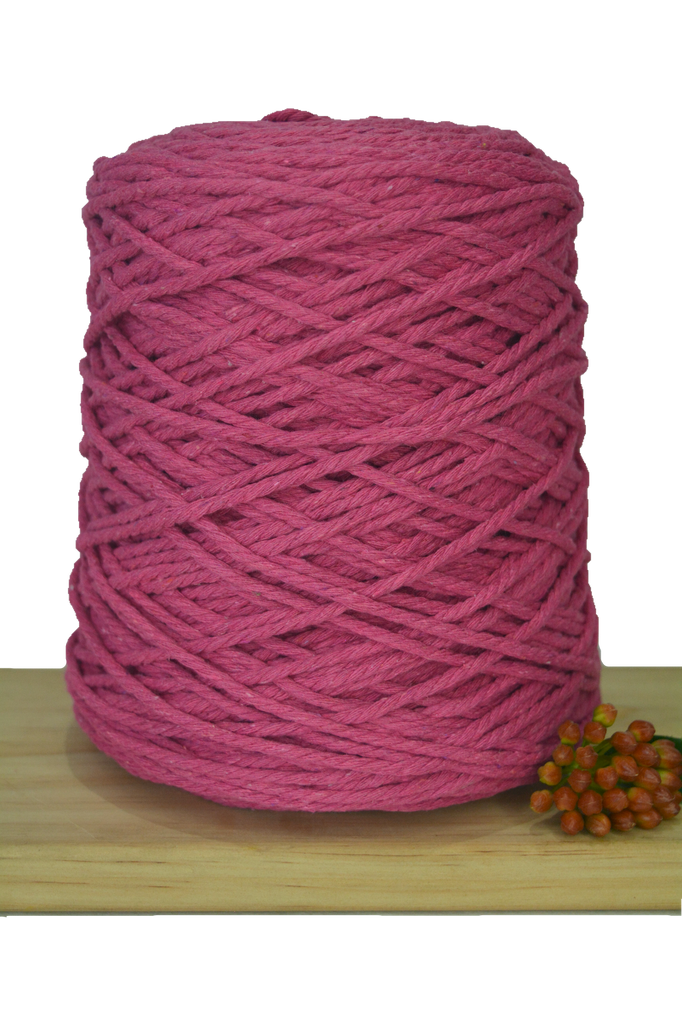 Coloured 3 ply Macrame Cotton Rope - 3mm - Hot Pink