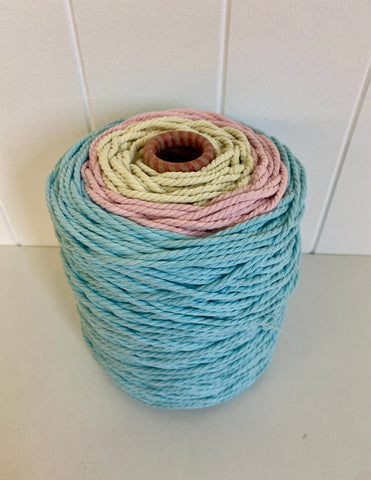 Macrame Cakes - 3mm 3ply Recycled Premium Rope - Pastels