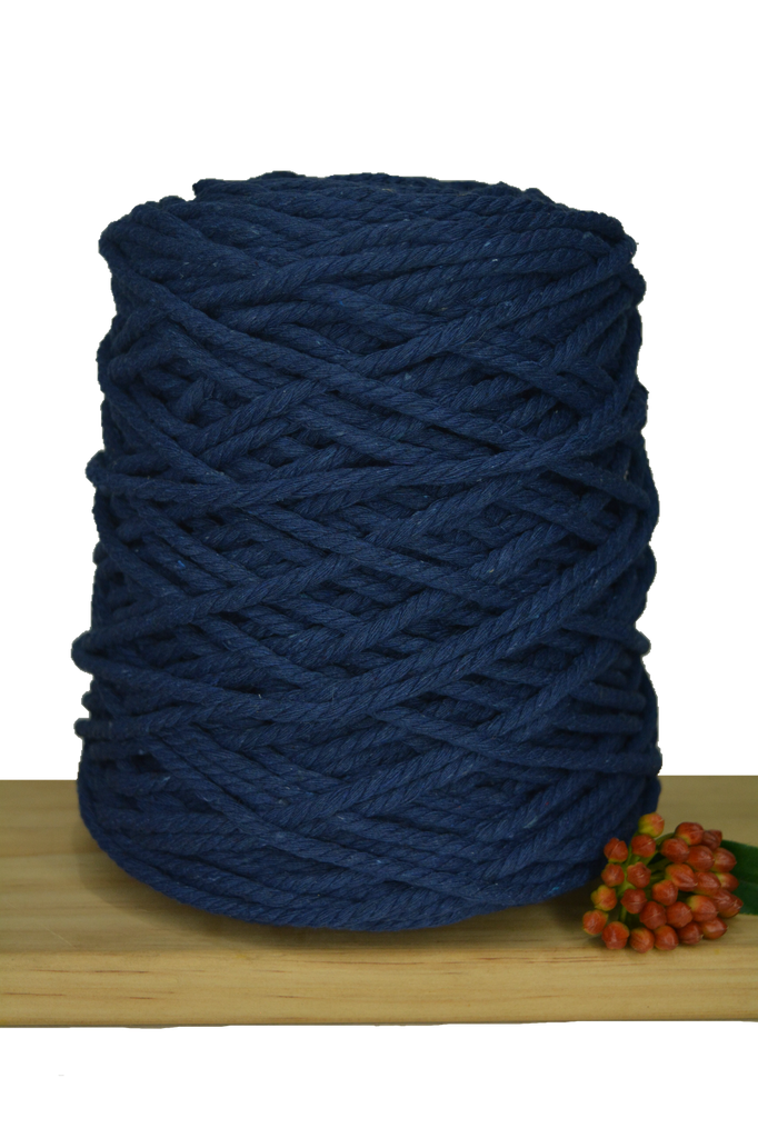 Coloured 3 ply Recycled Macrame Cotton Rope - 5mm - Ink