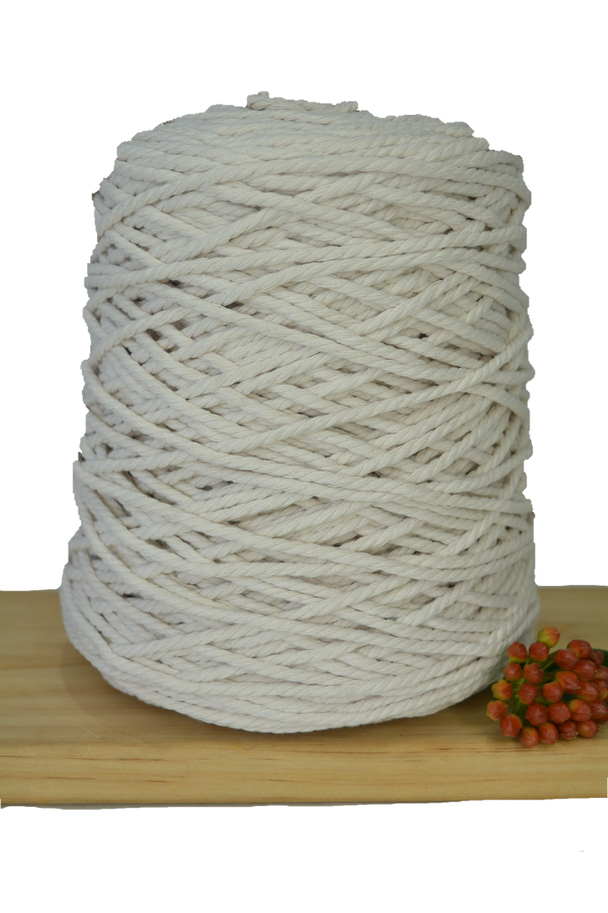 Coloured 3 ply Macrame Cotton Rope - 3mm - Ivory