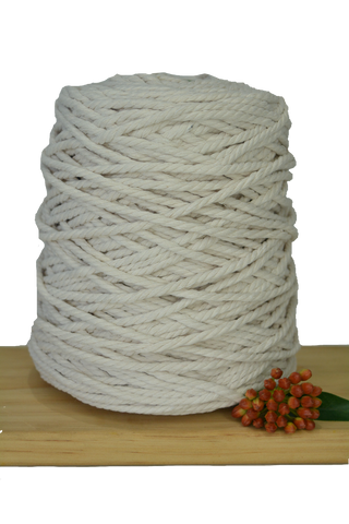 Coloured 3 ply Recycled Macrame Cotton Rope - 5mm - Ivory