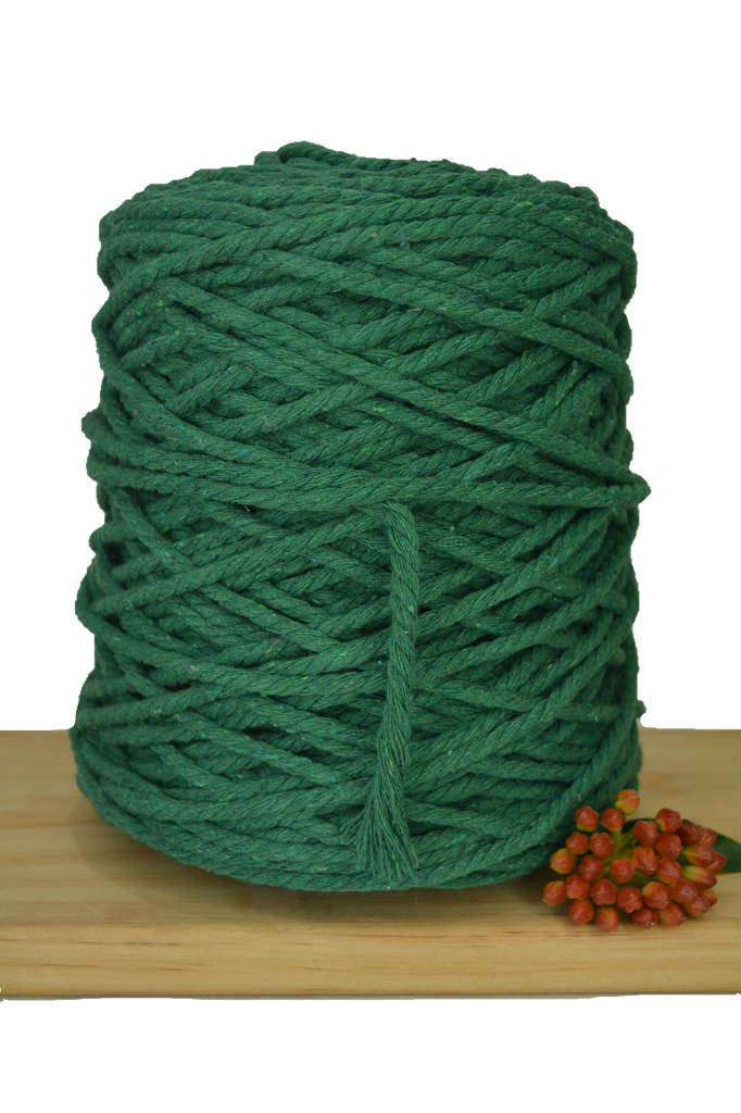 Coloured 3 ply Recycled Macrame Cotton Rope - 5mm - Jade
