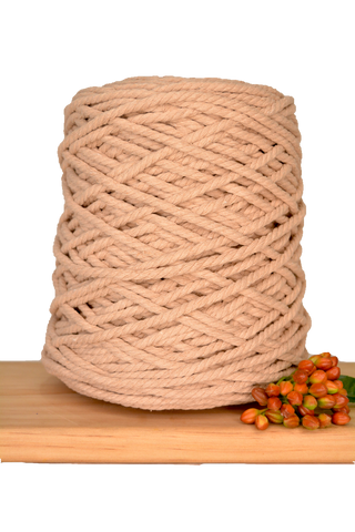 Coloured 3 ply Recycled Macrame Cotton Rope - 5mm - Latte