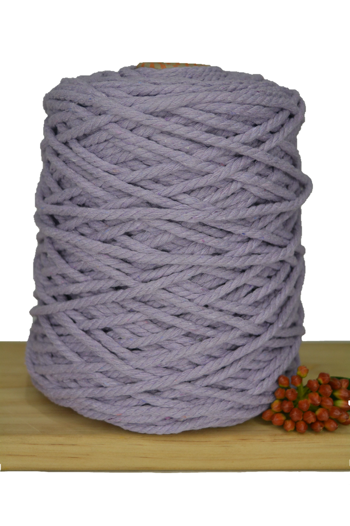 Coloured 3 ply Recycled Macrame Cotton Rope - 5mm - Lavender