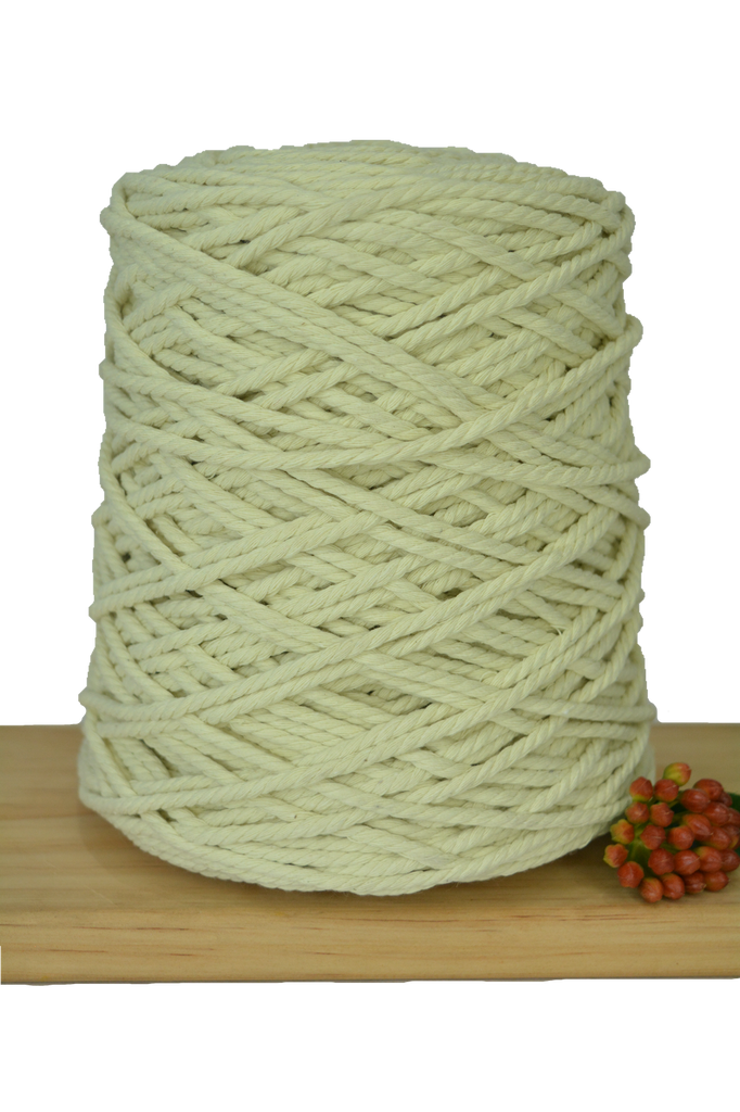 1kg Coloured 3 ply Recycled Macrame Cotton Rope - 4mm - Lemonchello