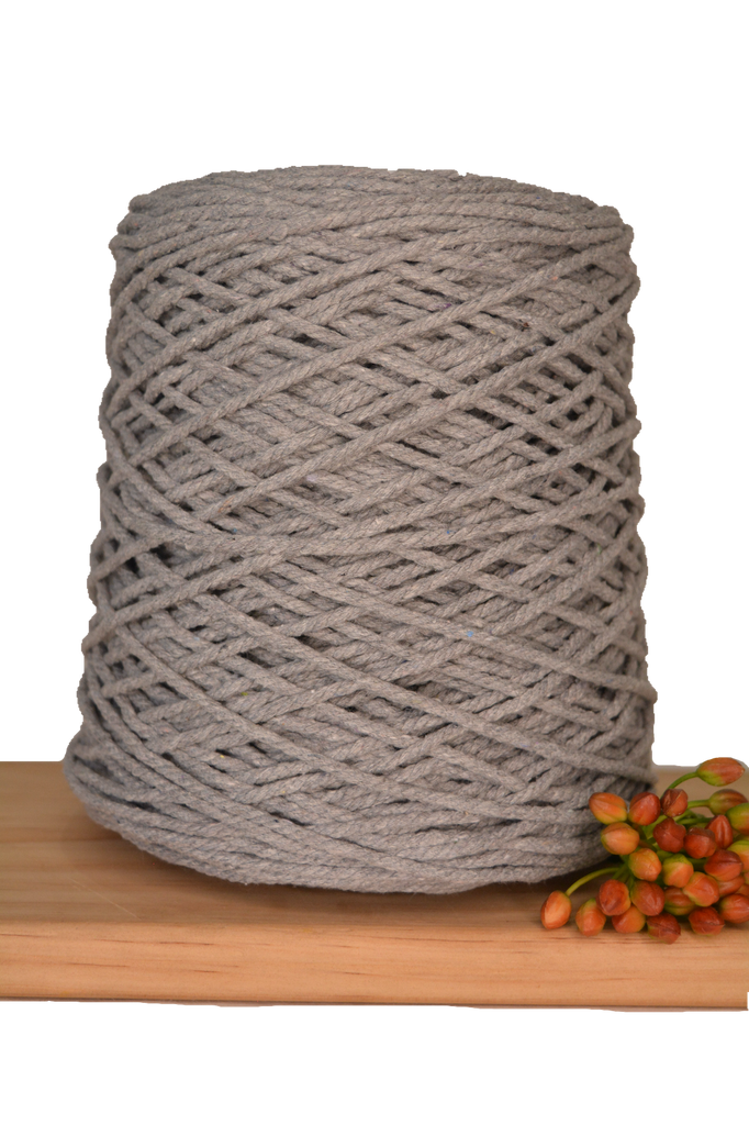 Coloured 3 ply Macrame Cotton Rope - 3mm - Light Grey