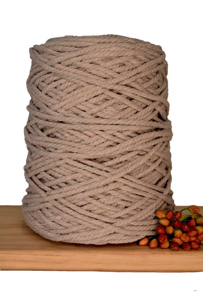 1kg Coloured 3 ply Recycled Macrame Cotton Rope - 4mm - Mink