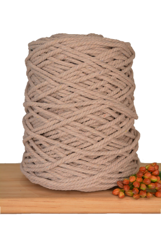 Coloured 3 ply Recycled Macrame Cotton Rope - 5mm - Mink