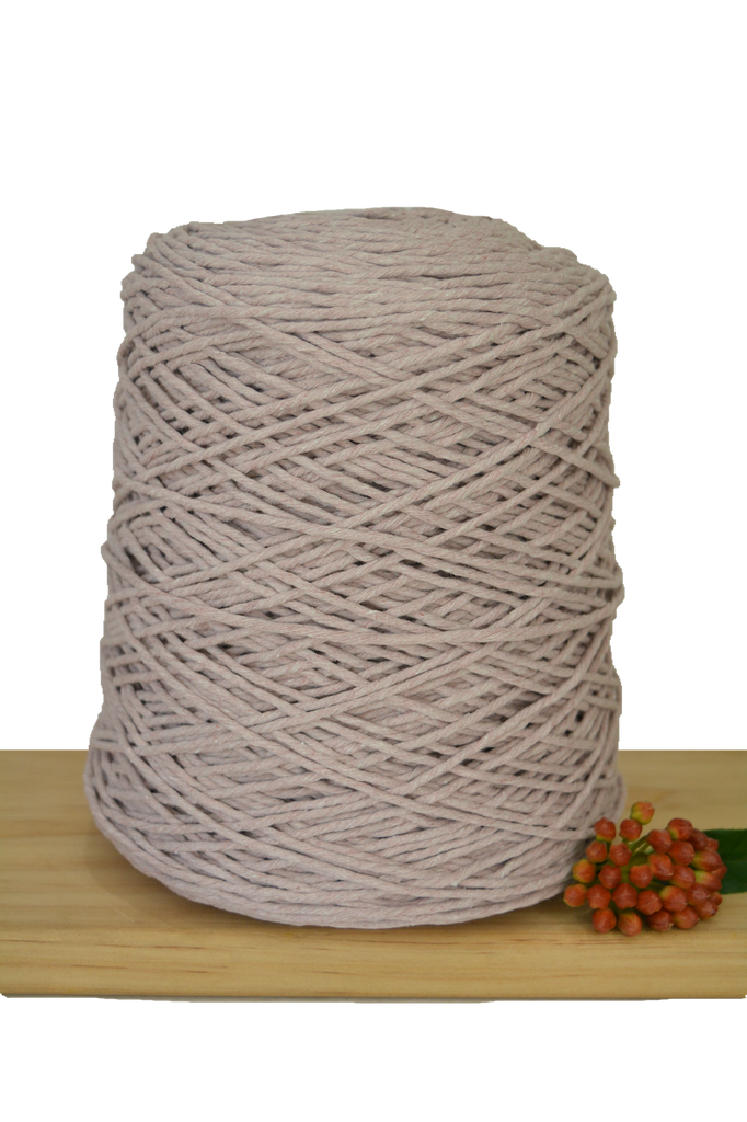 Coloured 1ply Cotton Warping Macrame Crochet String - 1.5mm - Mushroom Pink