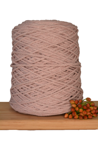 Coloured 3 ply Macrame Cotton Rope - 3mm - Mushroom Pink