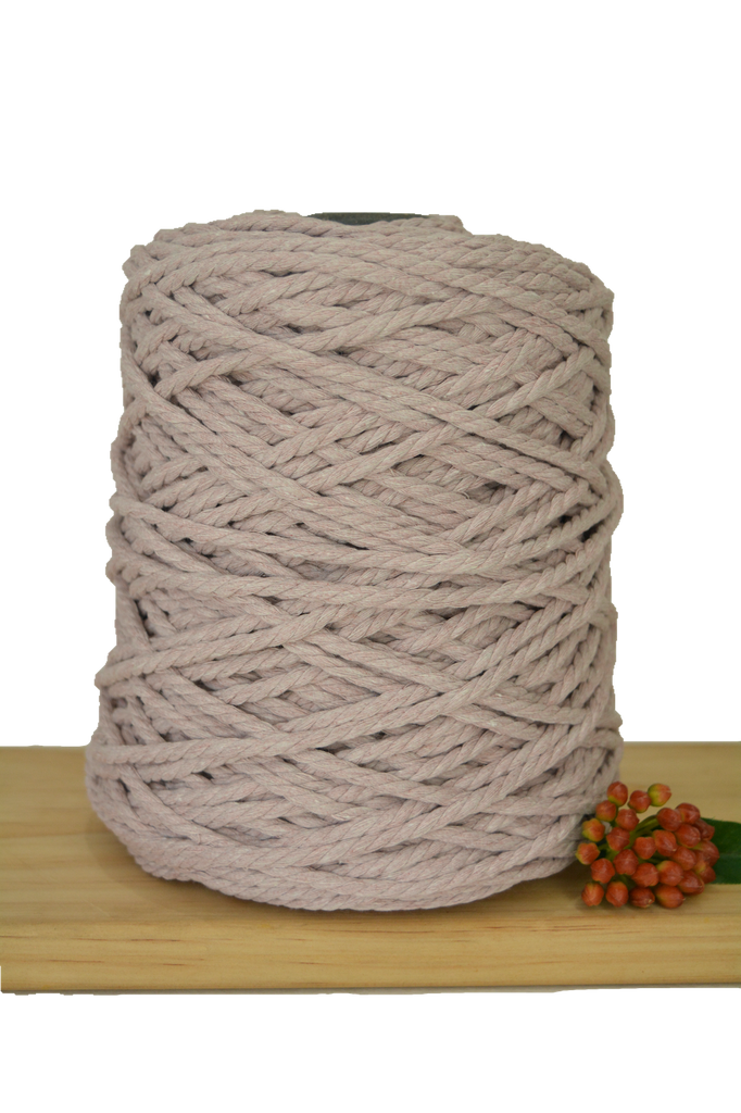 Coloured 3 ply Recycled Macrame Cotton Rope - 5mm - Mushroom Pink