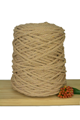 Coloured 3 ply Recycled Macrame Cotton Rope - 5mm - Nude