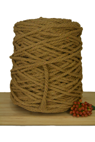 Coloured 3 ply Recycled Macrame Cotton Rope - 5mm - Nutmeg
