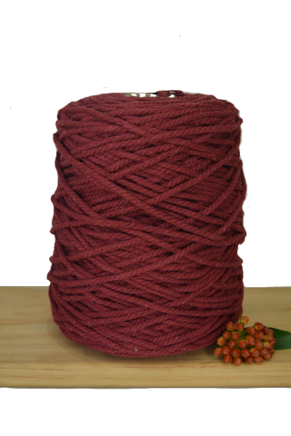 Coloured 3 ply Recycled Macrame Cotton Rope - 5mm - Red Wine