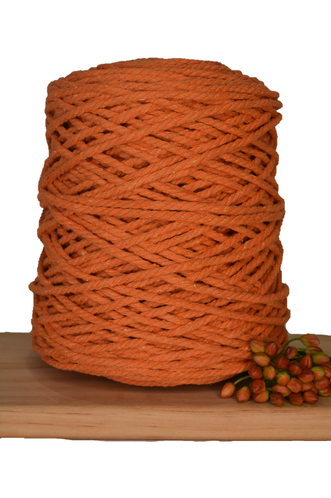 1kg Coloured 3 ply Recycled Macrame Cotton Rope - 4mm - Saffron